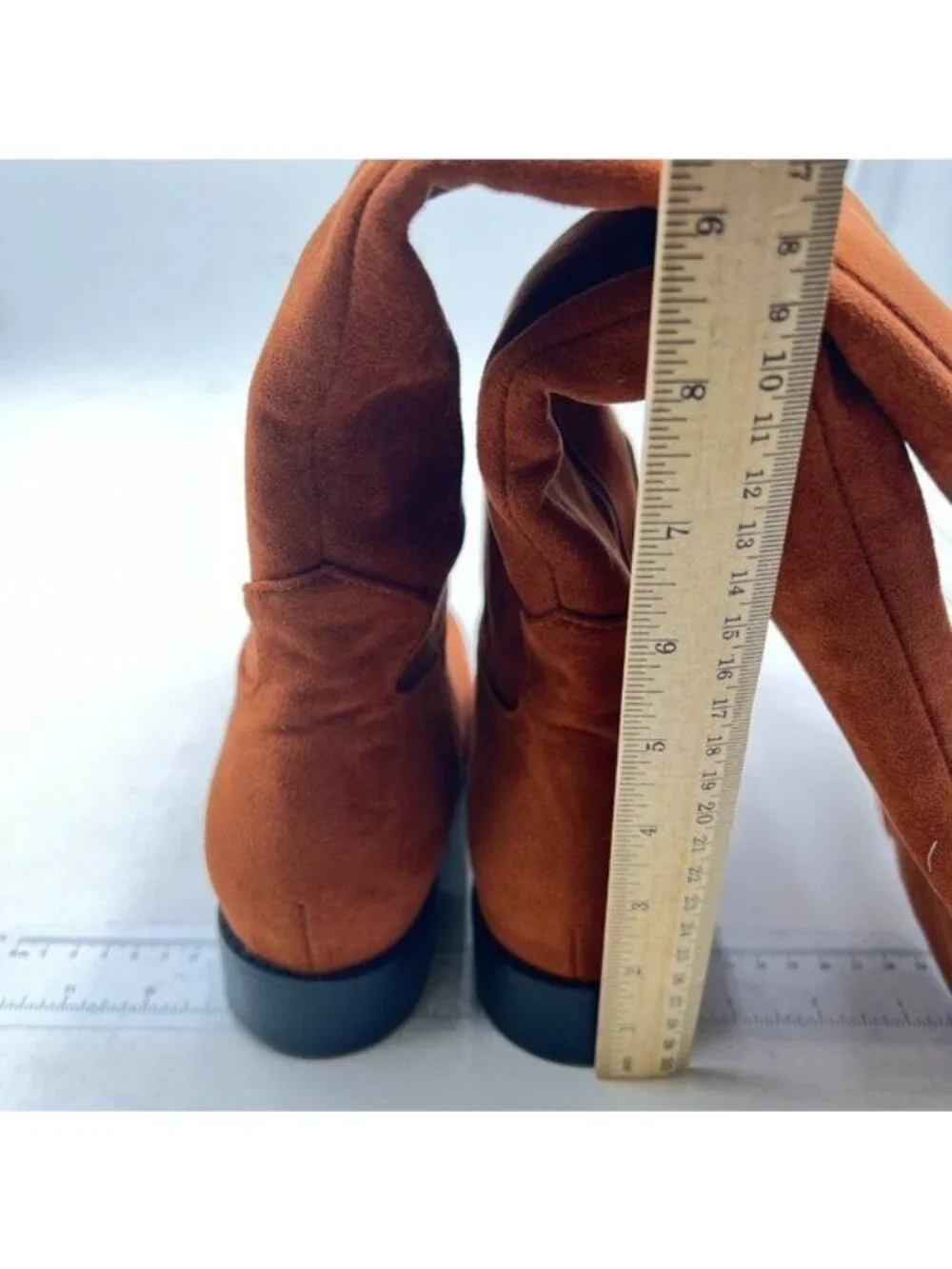 Pazzion Women Almond Toe Knee High Boots with Partial Zipper Stretchy Orange